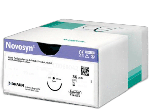“Novosyn 0” absorbciniai chirurginiai siūlai, violetiniai HR 37s 70cm 1/2
