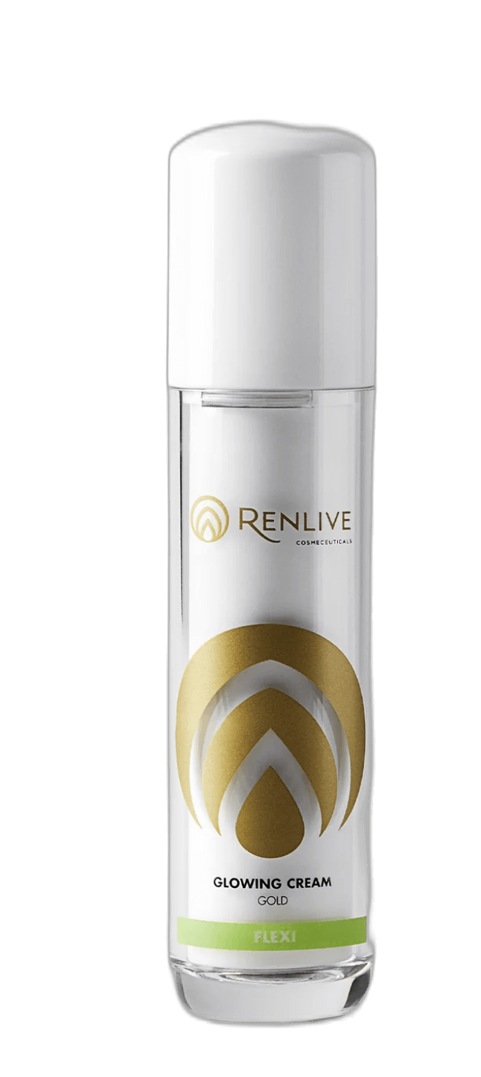 RENLIVE Glowing cream GOLD – švelnų atspalvį suteikiantis drėkinamasis, apsauginis veido kremas, 50 ml