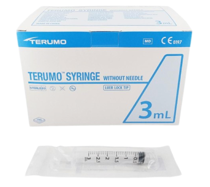 Terumo švirkštai, Luer lock, 3 ml, 100 vnt.