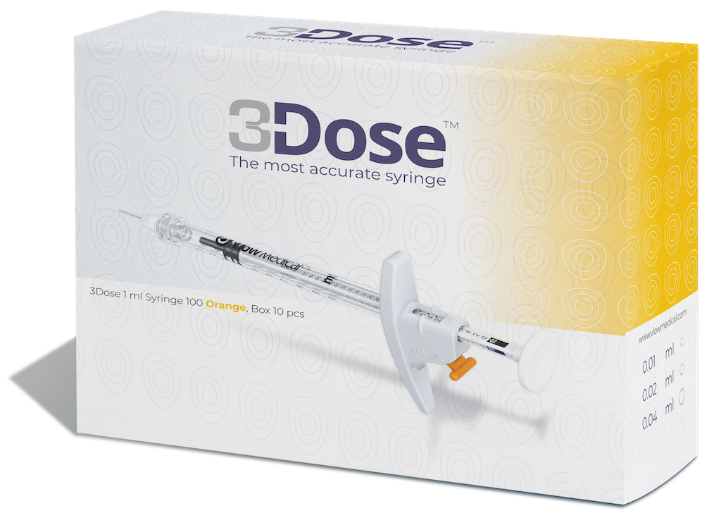„3Dose VLOW MEDICAL” švirkštas, oranžinis, injekcijoms, 1 ml, 1 vnt.