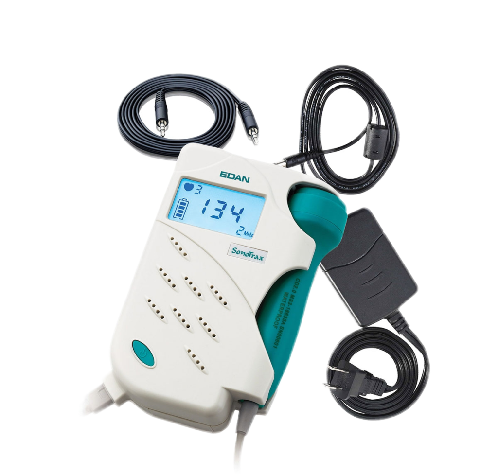 Vaisiaus dopleris „Edan Sonotrax II” su LCD ekranu ir įkraunama baterija