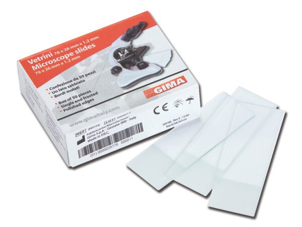 Objektiniai stikliukai 26 x 76 mm, su vienu šlifuotu galiuku, 50 vnt.