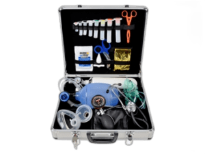 Aliuminis lagaminėlis priemonėms, užpildytas