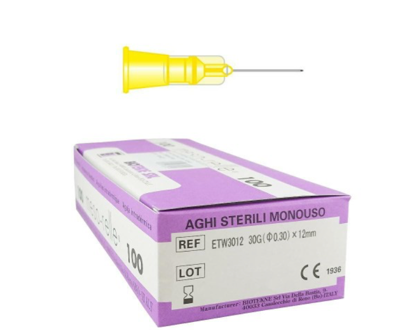 Meso-relle pač plonos sienelės adatos 30G(0,30)x12 mm , 100 vnt.