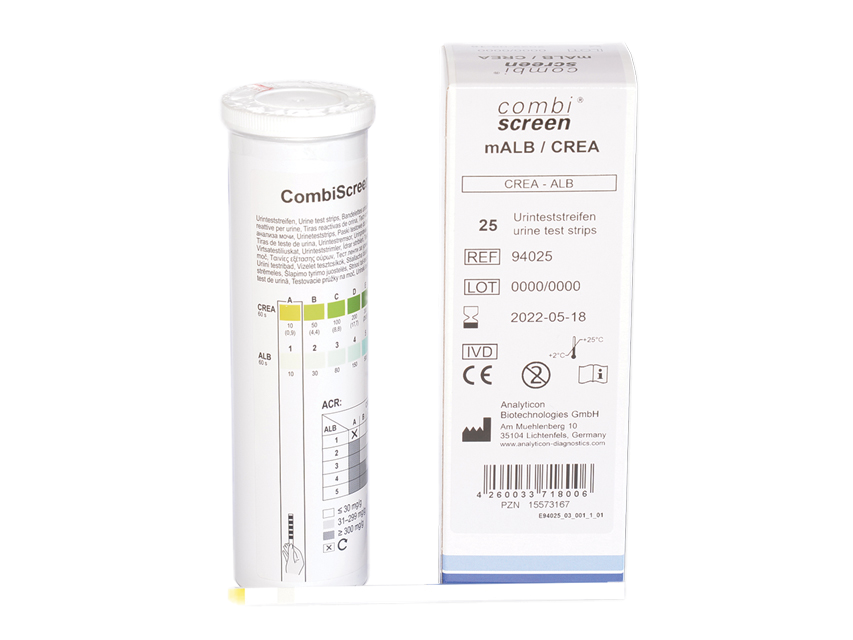 Šlapimo juostelės mikroalbuminurijai nustatyti, 25 vnt.