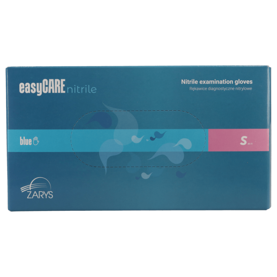 „easyCare BLUE” nitrilinės pirštinės be pudros, S dydis 100 vnt.