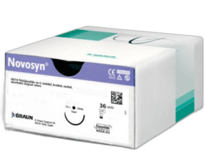 Chirurginiai, absorbuojamieji siūlai Novosyn 3/0, violetinės spalvos DS24 70cm 3/8 apskritimo