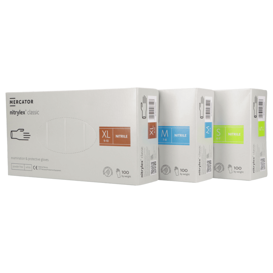 Nitrilo pirštinės NITRYLEX CLASSIC, baltos, 100vnt.