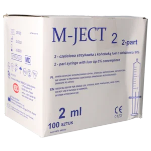 Sterilūs 2- jų dalių švirkštai, luer, „M-JECT”, 2 ml, 100 vnt.