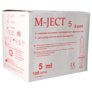 Sterilūs 2- jų dalių švirkštai, luer, „M-JECT”, 5 ml, 100 vnt.