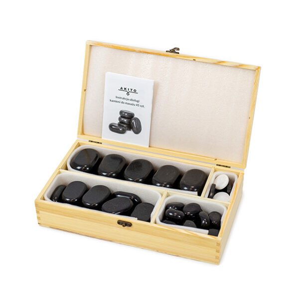 „Akito“ bazalto masažiniai akmenys 45 vienetų rinkinys