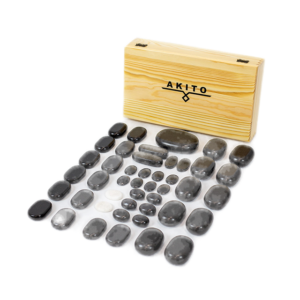 „Akito“ bazalto masažiniai akmenys 45 vienetų rinkinys