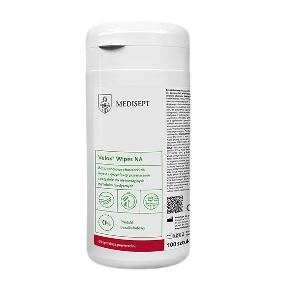 Velox Wipes NA Medisept – paviršių dezinfekavimo servetėlės be alkoholio, 100 vnt.