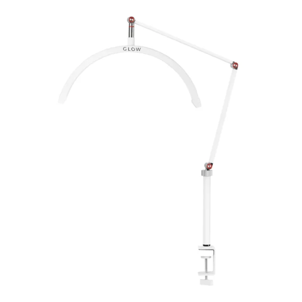 Šviestuvas „Glow MX3” tvirtinamas prie stalo, baltas