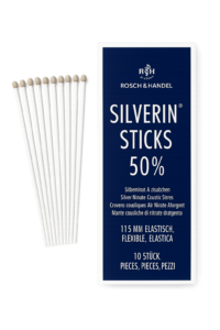 SILVERIN® pagaliukai 50 % su sidabro nitratu 115 mm, lankstūs, 10 vnt.