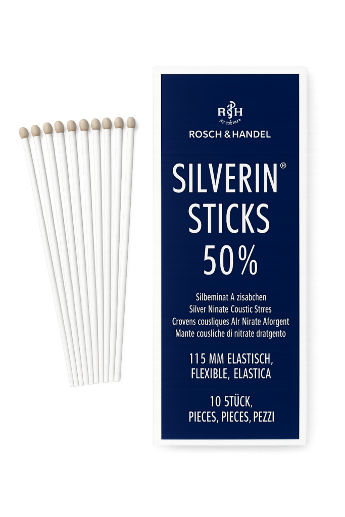 SILVERIN® pagaliukai 50 % su sidabro nitratu 115 mm, lankstūs, 10 vnt.