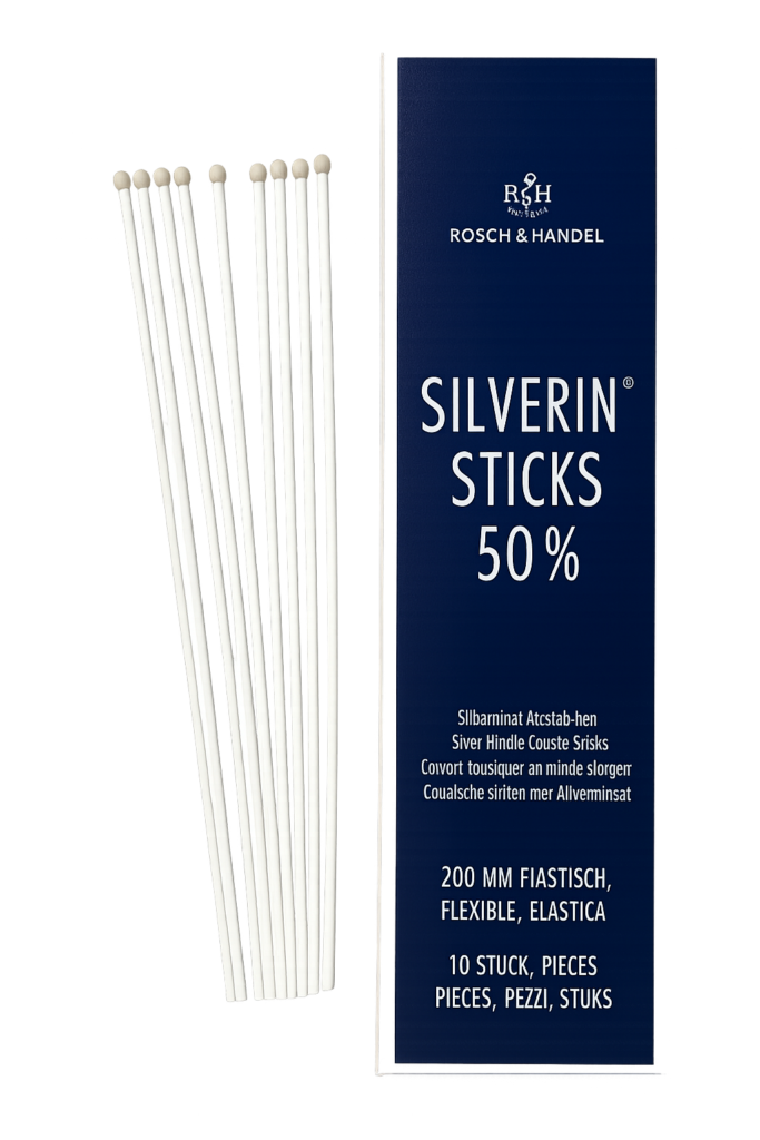 SILVERIN® pagaliukai 50 % su sidabro nitratu 200 mm, lankstūs, 10 vnt.