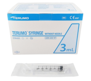 Terumo švirkštai, Luer lock, 3 ml, 100 vnt.