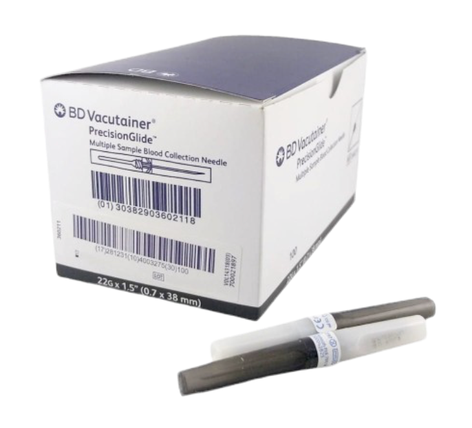 Vakutainerių adatos „BD VACUTAINER  RECISIONGLIDE”  22G 0,7×38, 100 vnt.