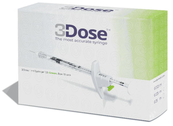 „3Dose švirkštas”, žalias, injekcijoms, 1 ml, 1 vnt.