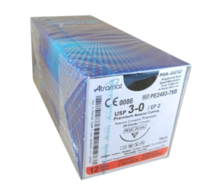 ATRAMAT PGA RAPID 3/0 PE-24 absorbuojamas chirurginis siūlas, 75 cm, 3/8 apskritimo atvirkščiai pjaunanti adata
