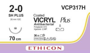 Sterilūs rezorbuojami chirurginiai siūlai ETHICON VICRYL™ Plus 2/0, adata SH 26 mm, 36 vnt.